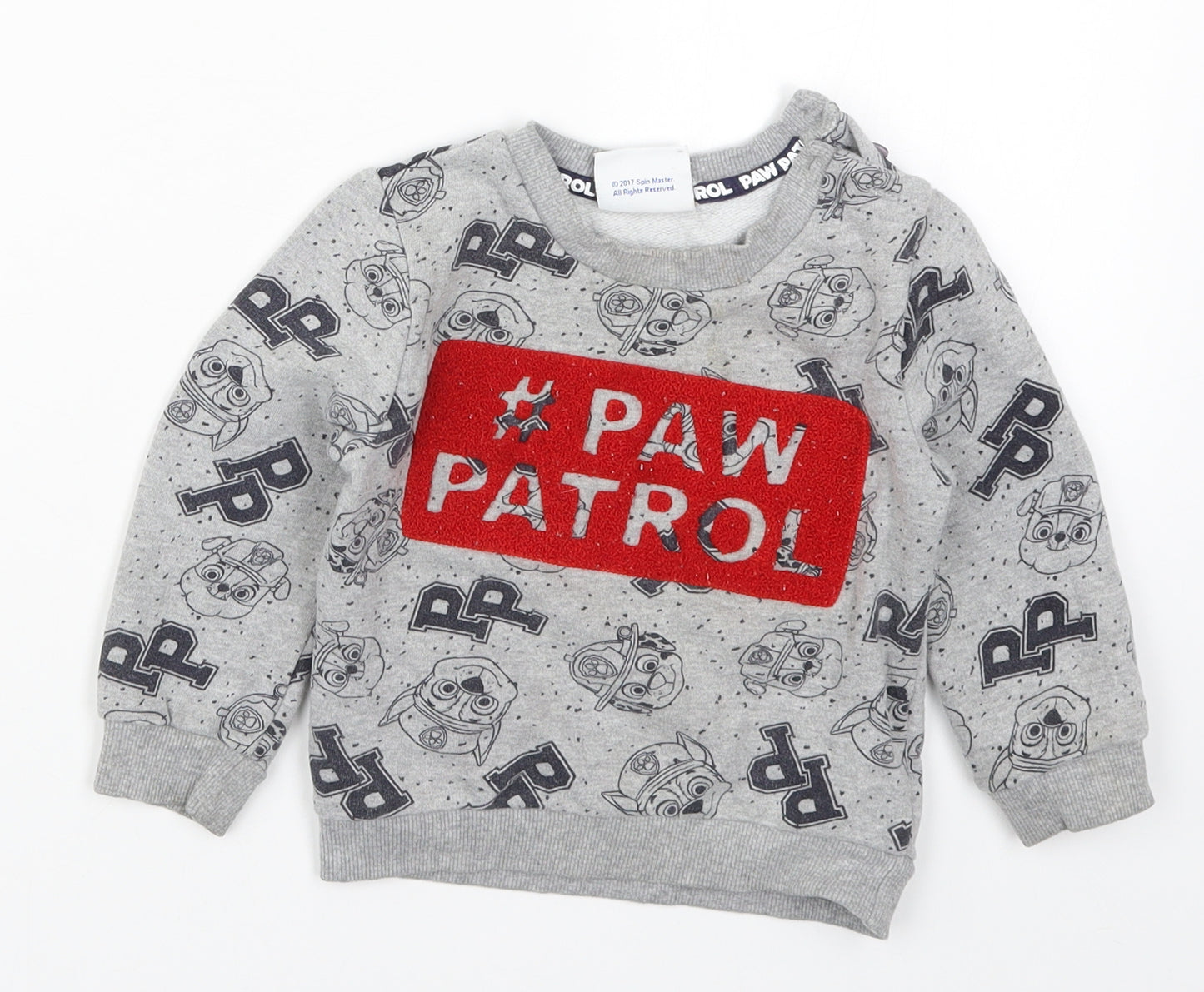 Matalan Boys Grey   Basic T-Shirt Size 18-24 Months  - Paw Patrol