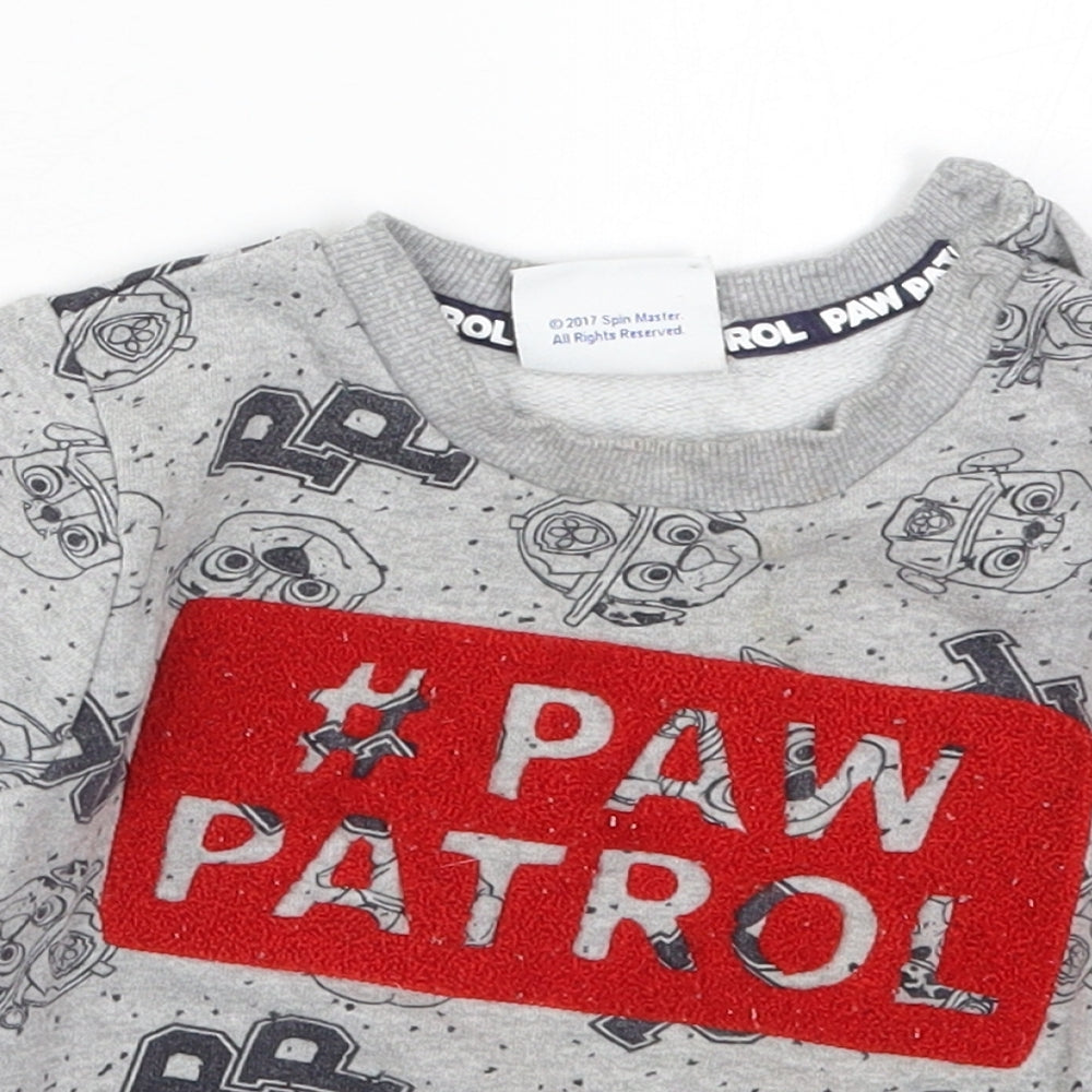 Matalan Boys Grey   Basic T-Shirt Size 18-24 Months  - Paw Patrol