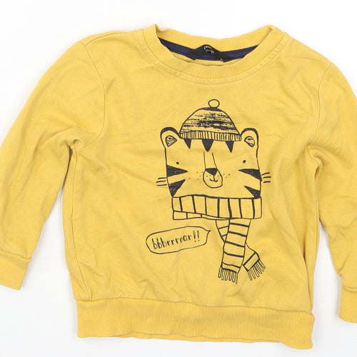 George Boys Yellow   Basic T-Shirt Size 18-24 Months  - Chilly Tiger Brrrr