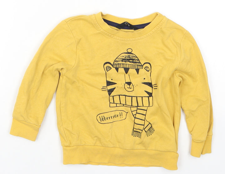 George Boys Yellow Basic T-Shirt Size 18-24 Months - Chilly Tiger Brrrr
