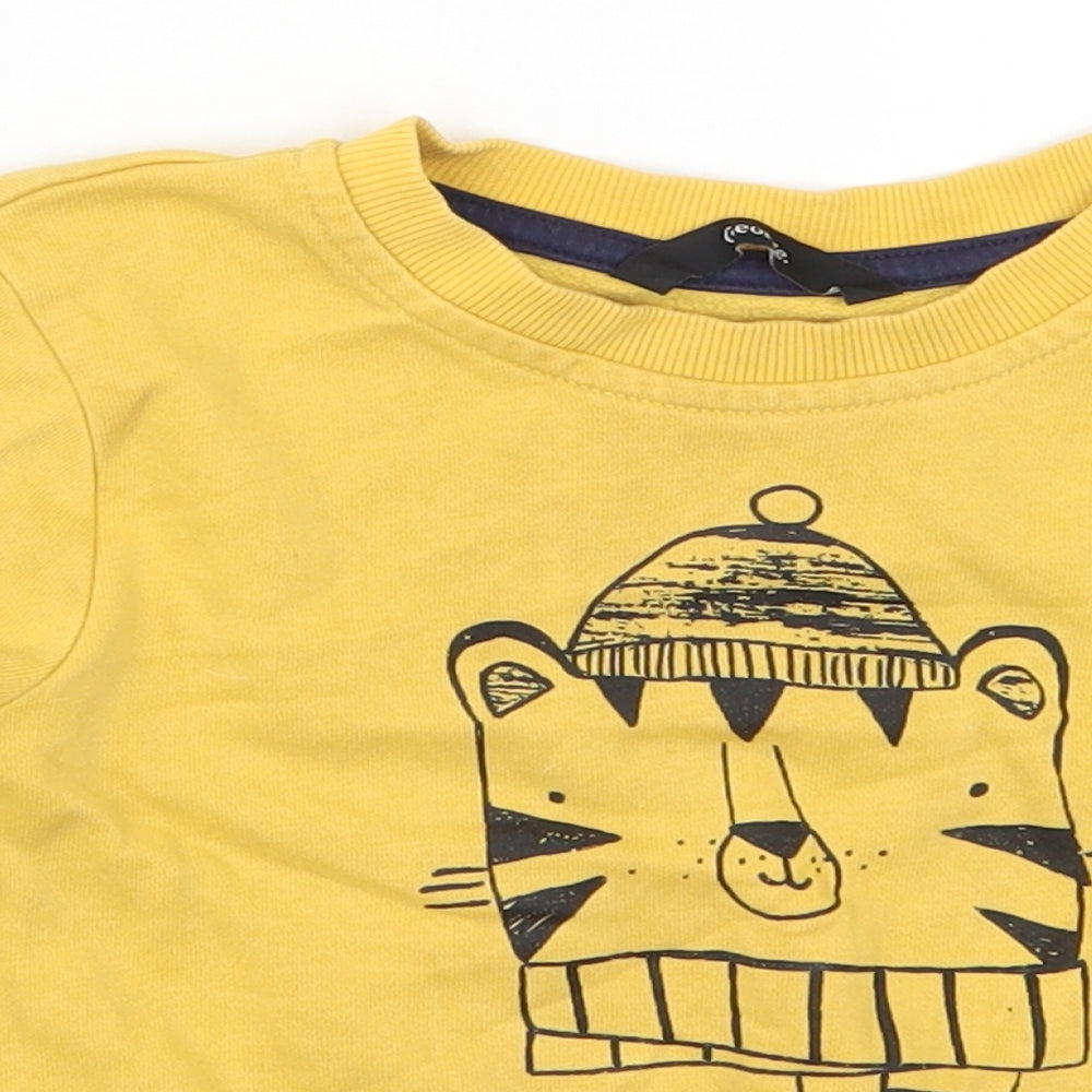 George Boys Yellow   Basic T-Shirt Size 18-24 Months  - Chilly Tiger Brrrr