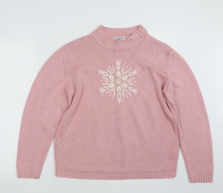 Damart Womens Pink Knit Pullover Jumper Size 14