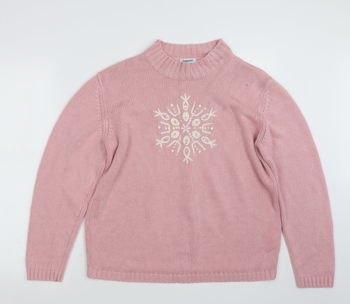 Damart Womens Pink  Knit Pullover Jumper Size 14