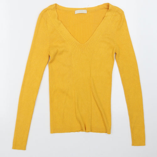 Marks and Spencer Womens Yellow  Knit Pullover Jumper Size 14