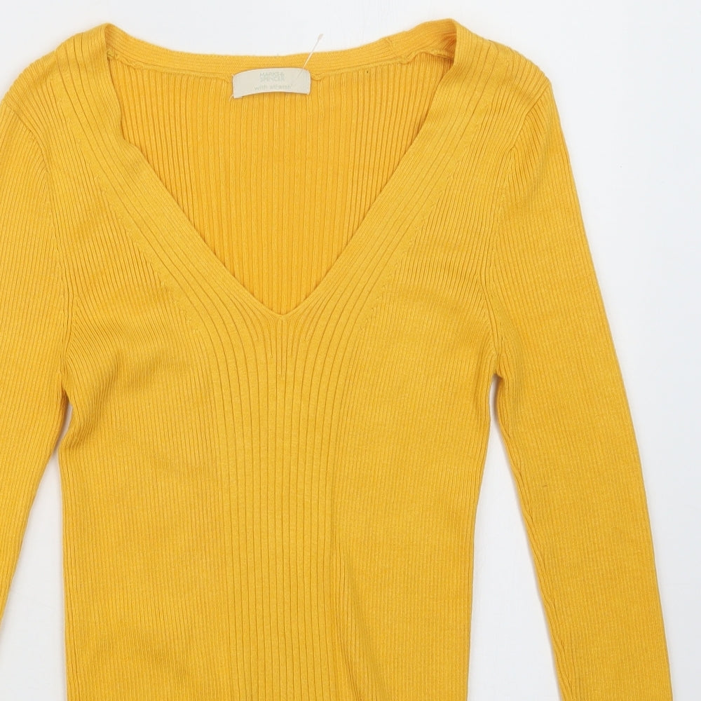 Marks and Spencer Womens Yellow  Knit Pullover Jumper Size 14
