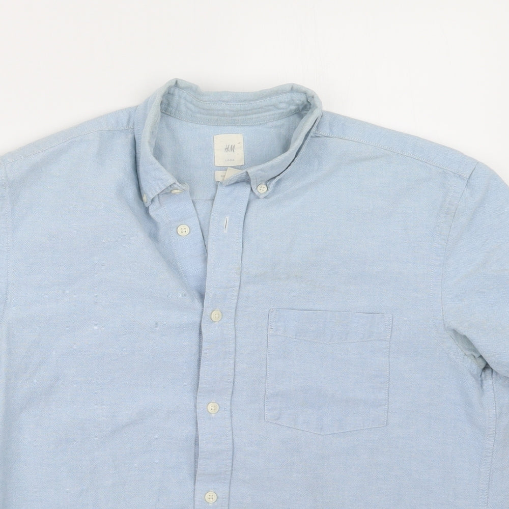 H&M Mens Blue  Denim  Button-Up Size M