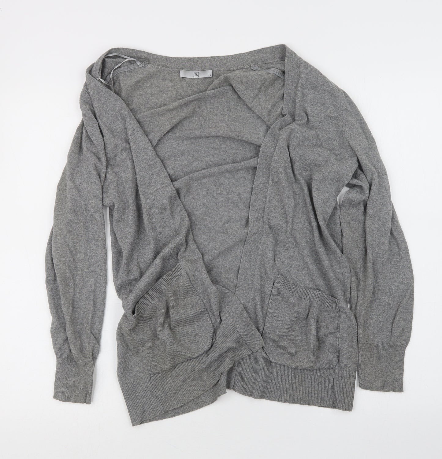 TU Womens Grey  Knit Cardigan Jumper Size 16