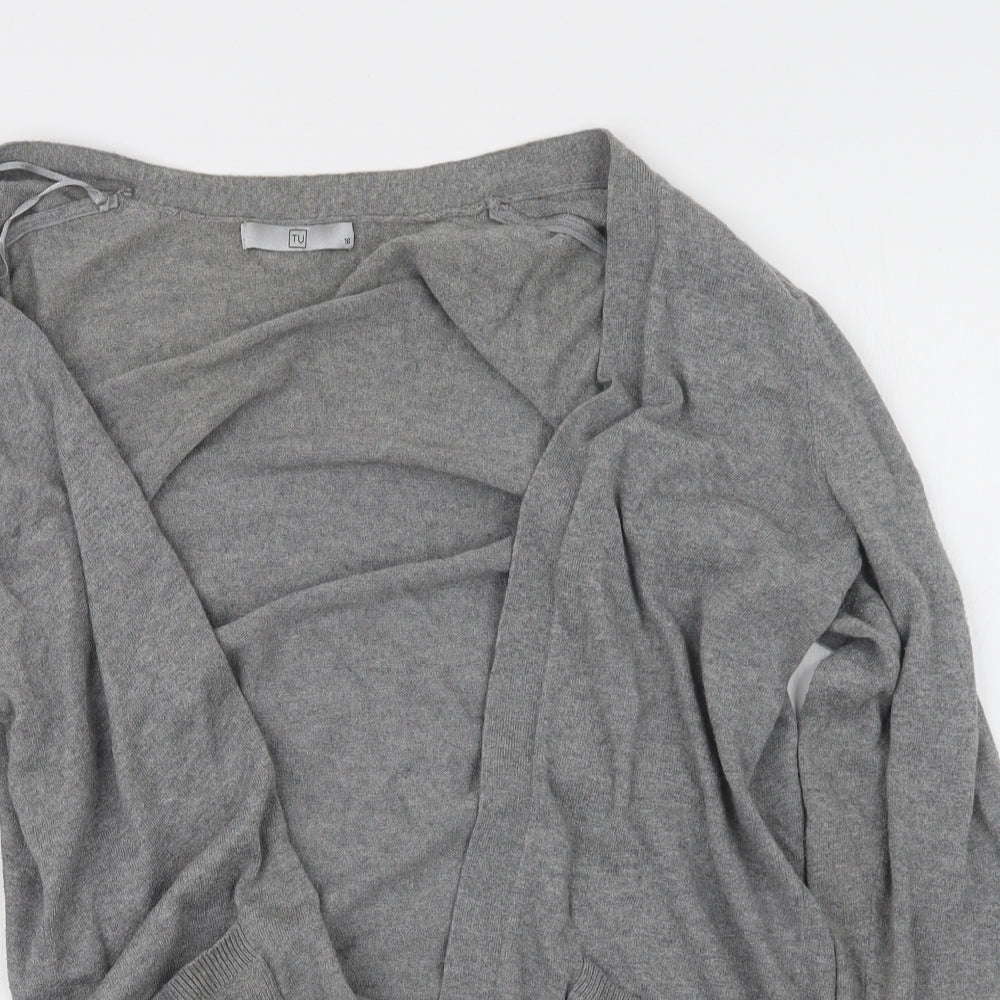 TU Womens Grey  Knit Cardigan Jumper Size 16