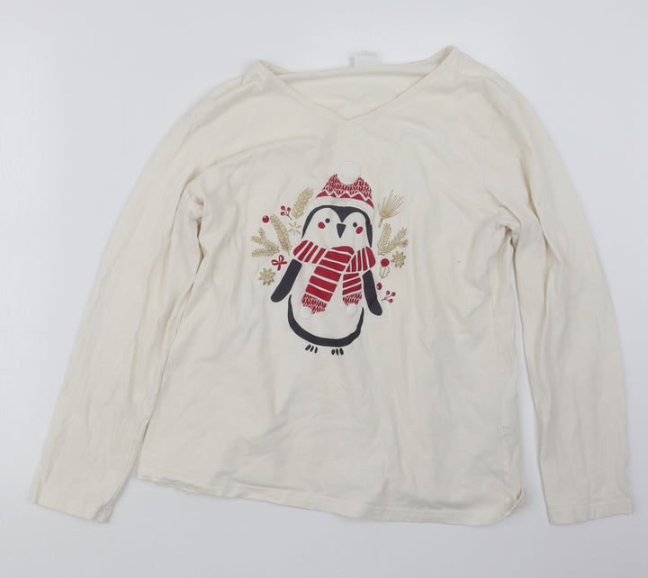Damart Womens Beige Geometric Top Pyjama Top Size M - Christmas
