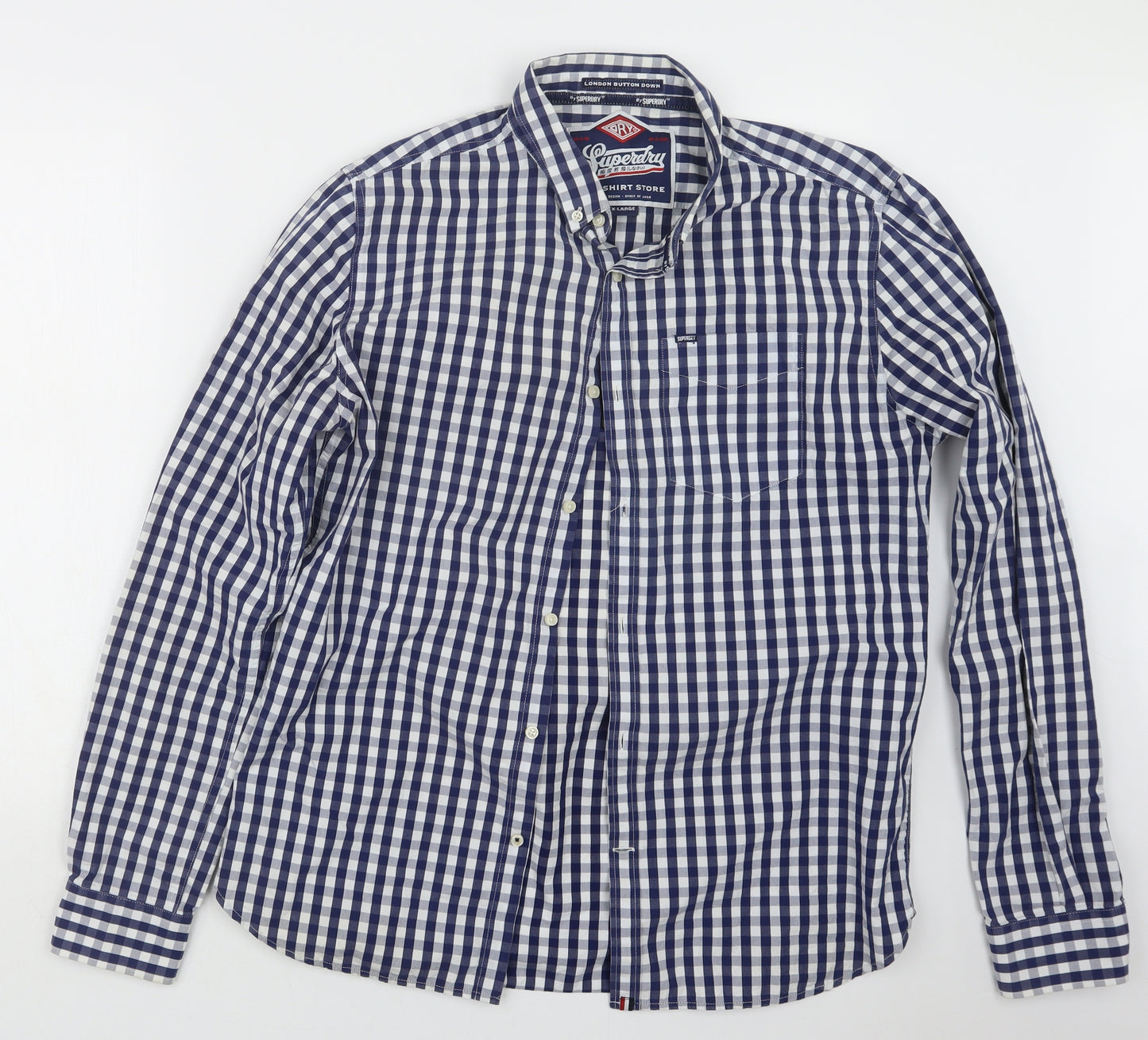 Superdry Mens Blue Check   Button-Up Size XL