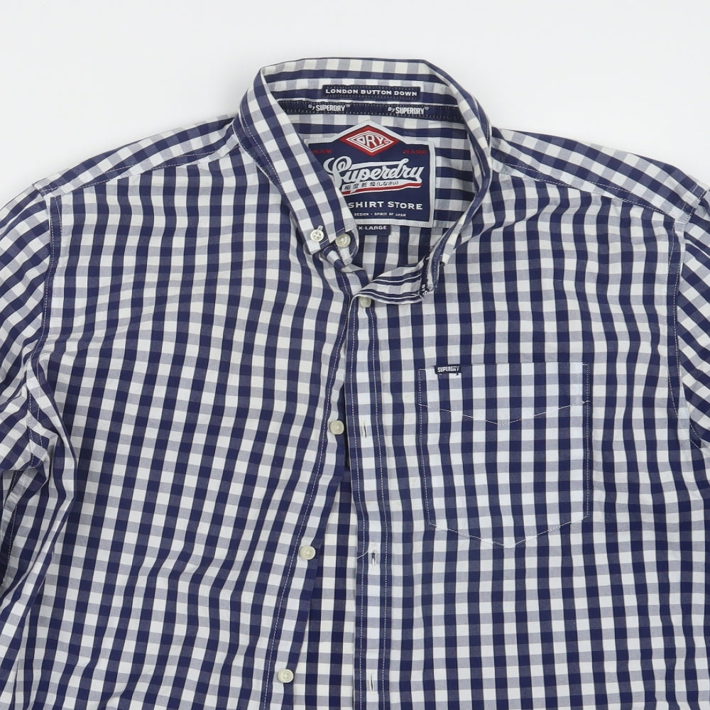 Superdry Mens Blue Check   Button-Up Size XL