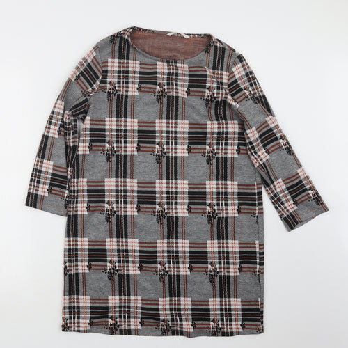 TU Womens Black Geometric  Basic T-Shirt Size 12  - Long