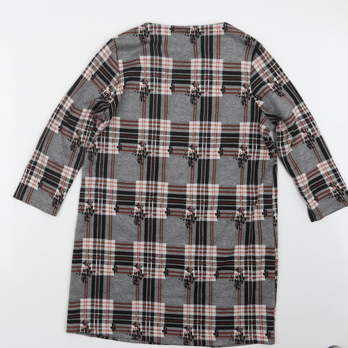 TU Womens Black Geometric  Basic T-Shirt Size 12  - Long