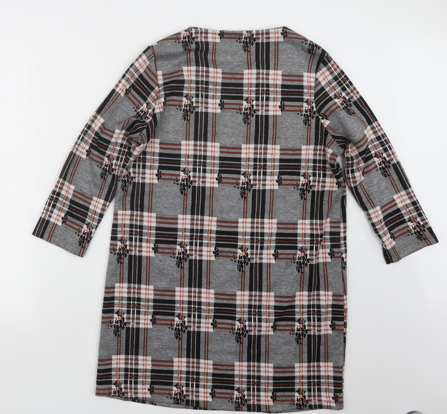 TU Womens Black Geometric  Basic T-Shirt Size 12  - Long