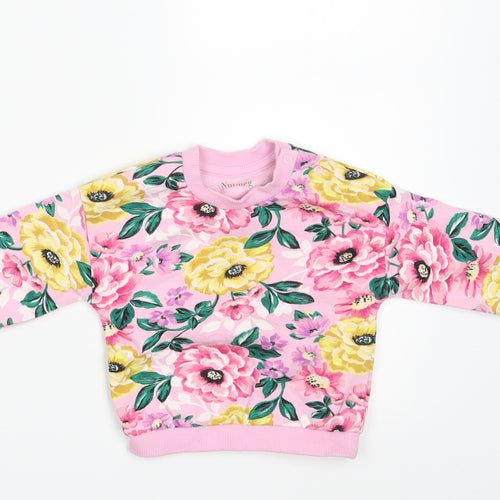 Nutmeg Girls Pink Floral  Pullover Jumper Size 0-3 Months