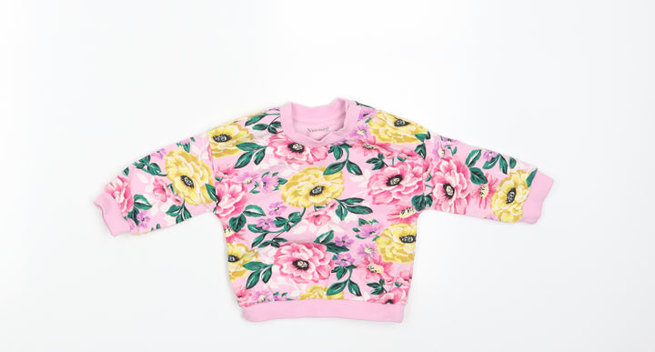 Nutmeg Girls Pink Floral  Pullover Jumper Size 0-3 Months