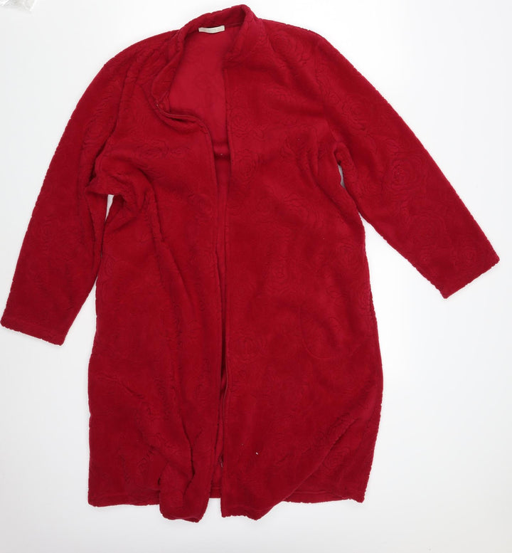 M&S Womens Red Floral  Overcoat Coat Size 12