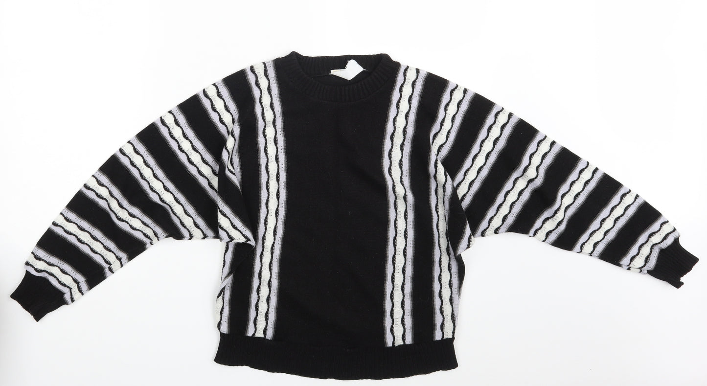 Preworn Womens Black Striped  Pullover Jumper Size 10