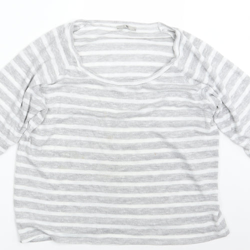 TU Womens Grey Striped  Pullover Sweatshirt Size 14