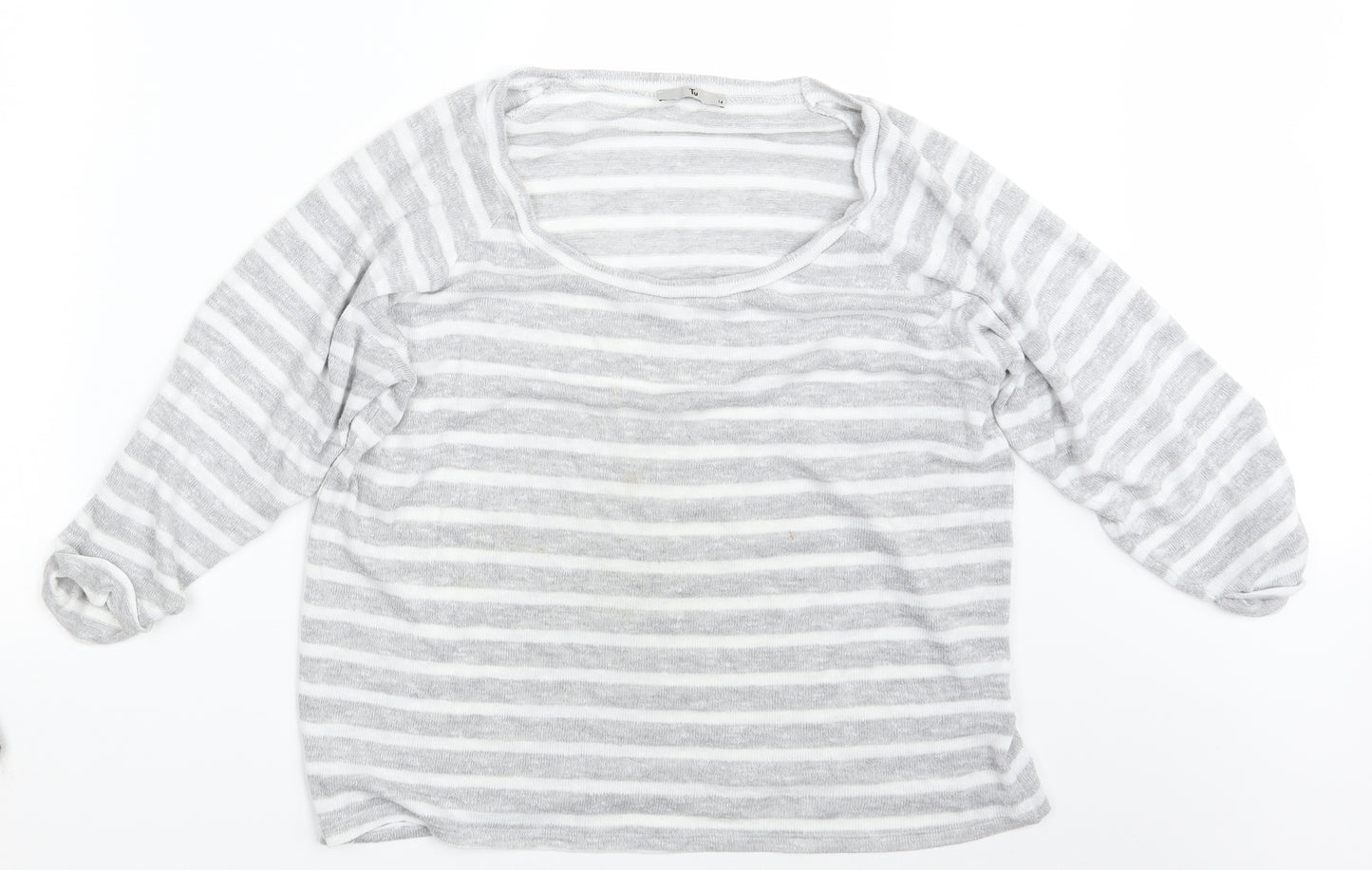 TU Womens Grey Striped  Pullover Sweatshirt Size 14