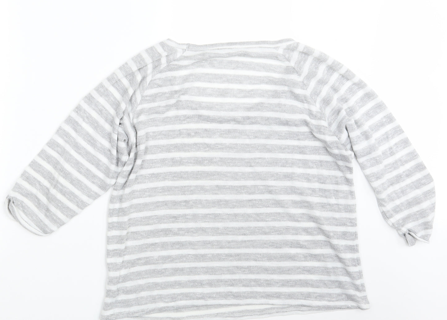 TU Womens Grey Striped  Pullover Sweatshirt Size 14