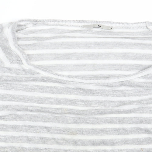 TU Womens Grey Striped  Pullover Sweatshirt Size 14