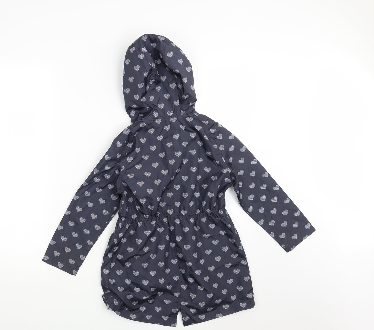 Young Dimension Girls Blue Polka Dot  Rain Coat Jacket Size 6-7 Years