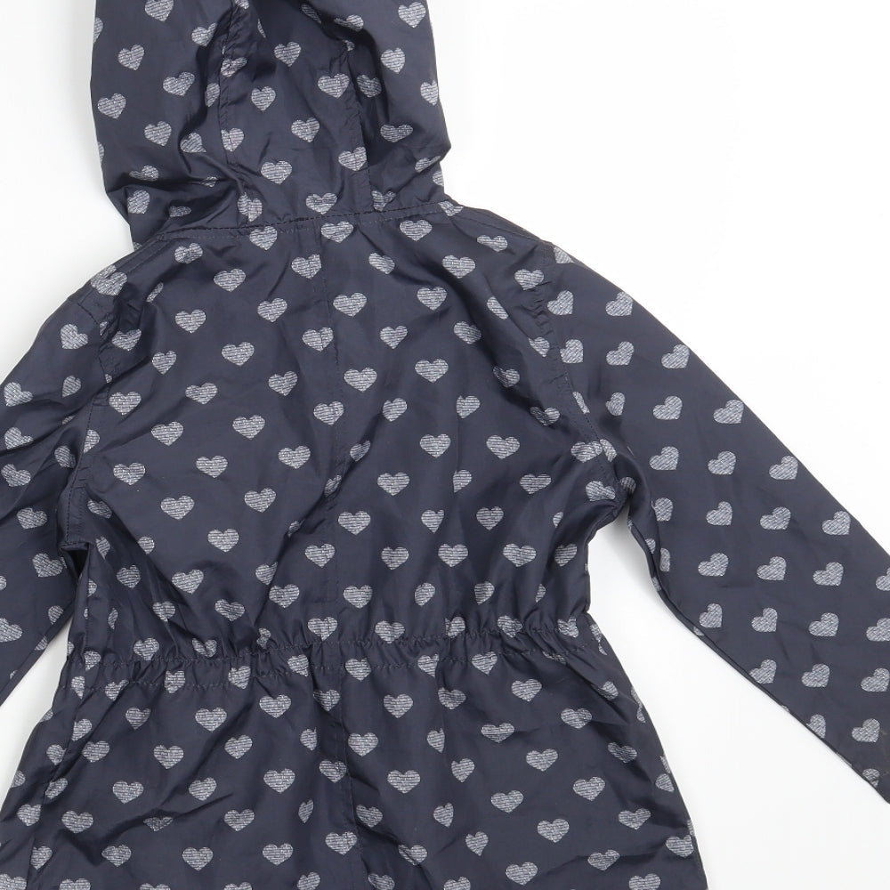 Young Dimension Girls Blue Polka Dot  Rain Coat Jacket Size 6-7 Years