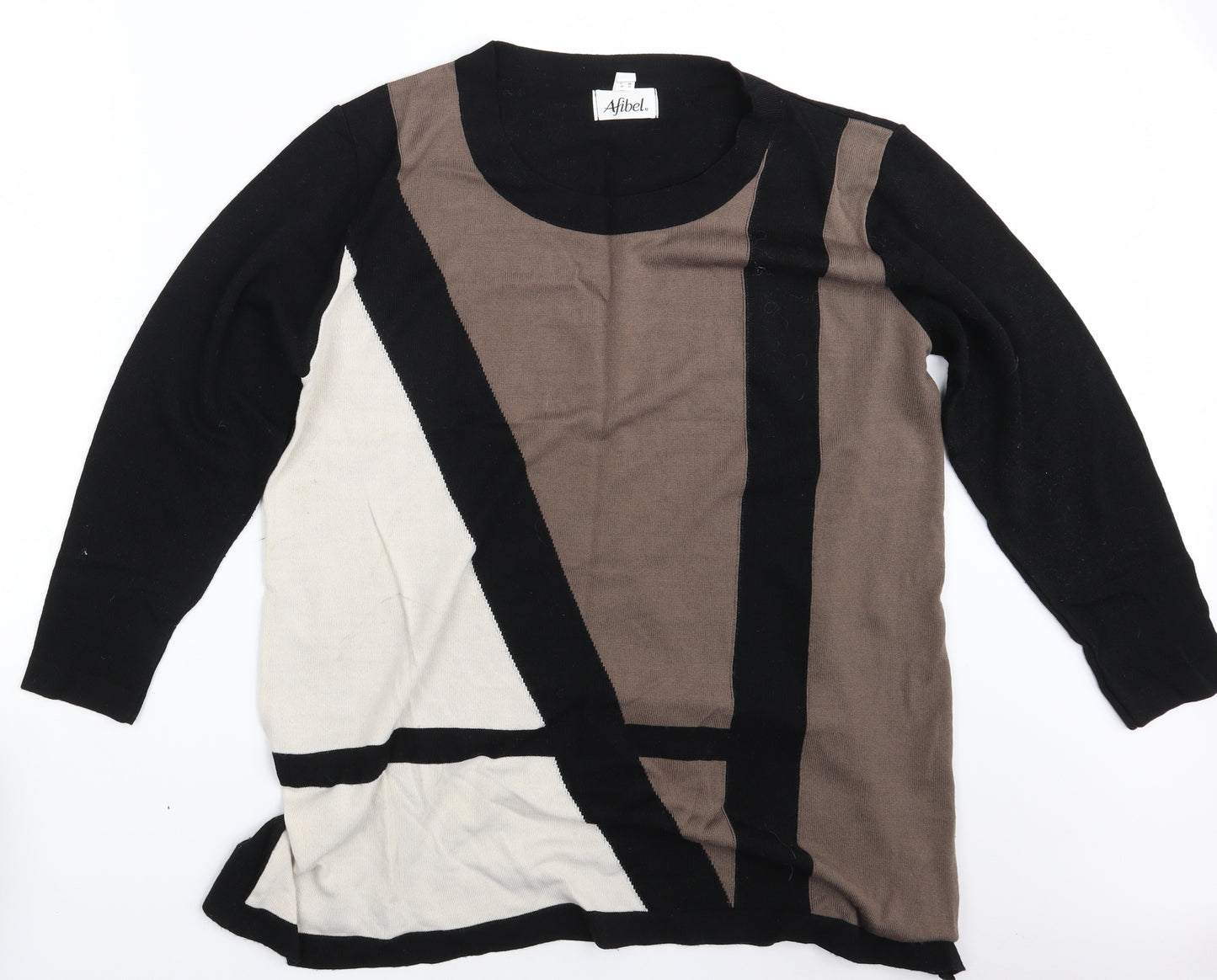 Afibel   Womens Multicoloured Geometric  Pullover Sweatshirt Size 22