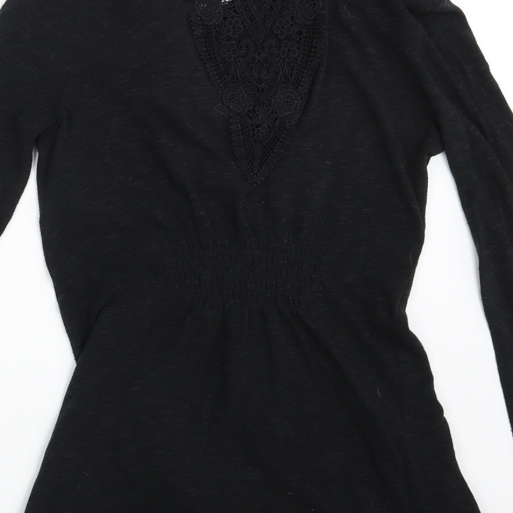 Eyeshadow Womens Black Floral  Cardigan Jumper Size M