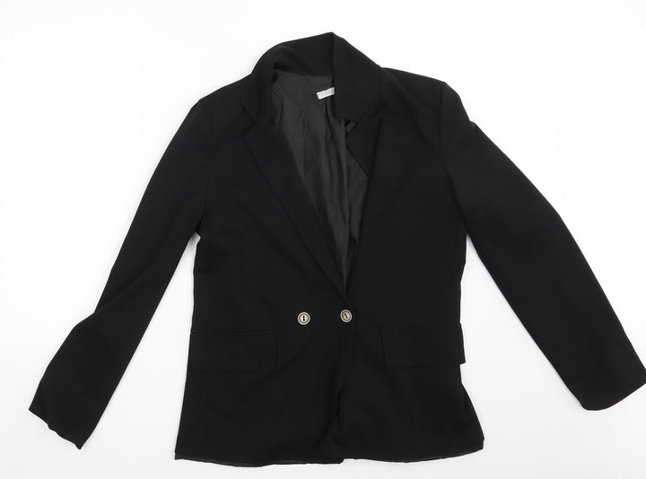 Made in Italy Womens Black Jacket Blazer Size 12
