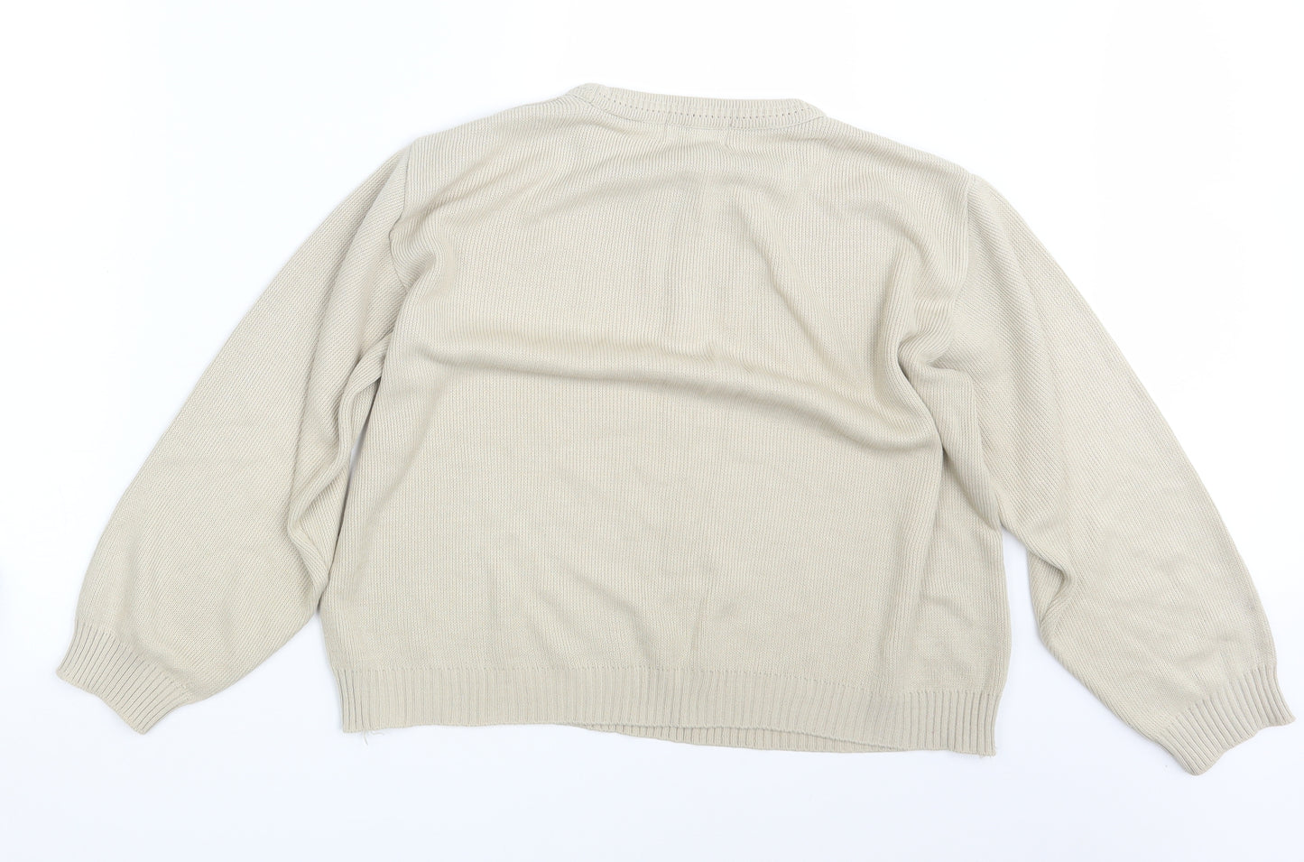Merry Gold Womens Beige Floral  Pullover Sweatshirt Size S