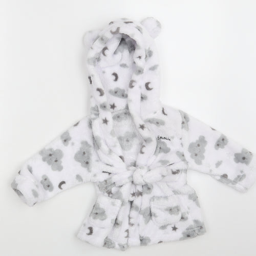 Studio Girls White Solid  Babydoll Robe Size 6-9 Months  - EMMIE