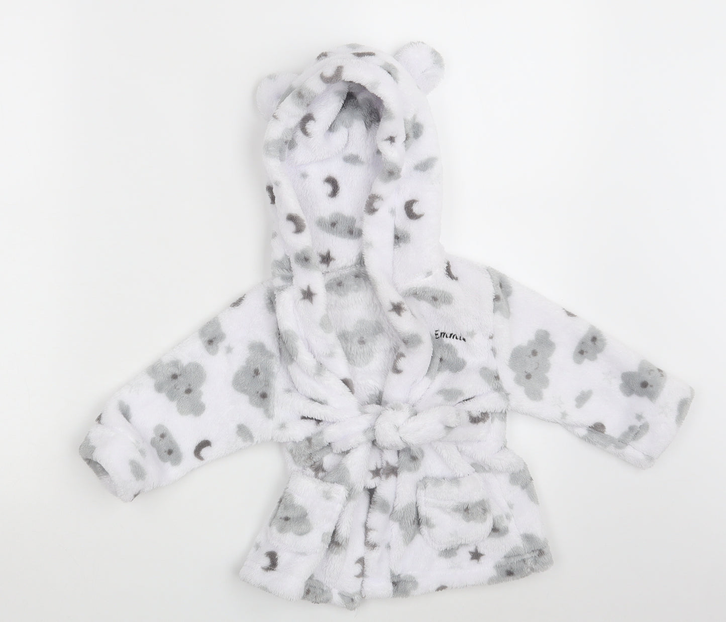 Studio Girls White Solid  Babydoll Robe Size 6-9 Months  - EMMIE