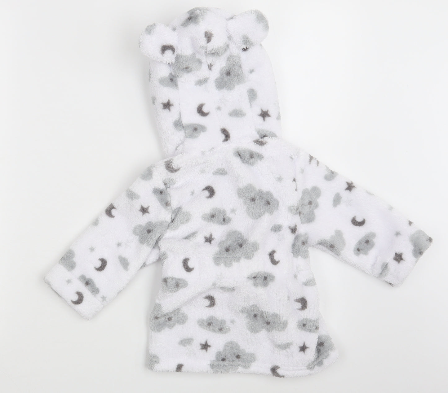Studio Girls White Solid  Babydoll Robe Size 6-9 Months  - EMMIE