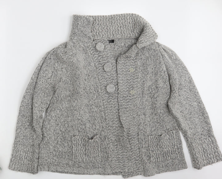 BM Womens Grey   Cardigan Jumper Size L