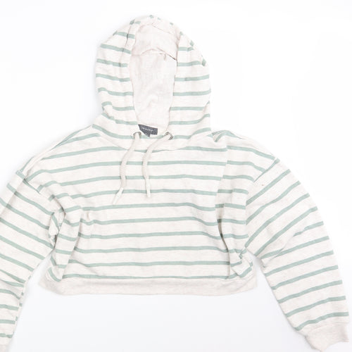 Primark Womens White Striped  Pullover Hoodie Size 12