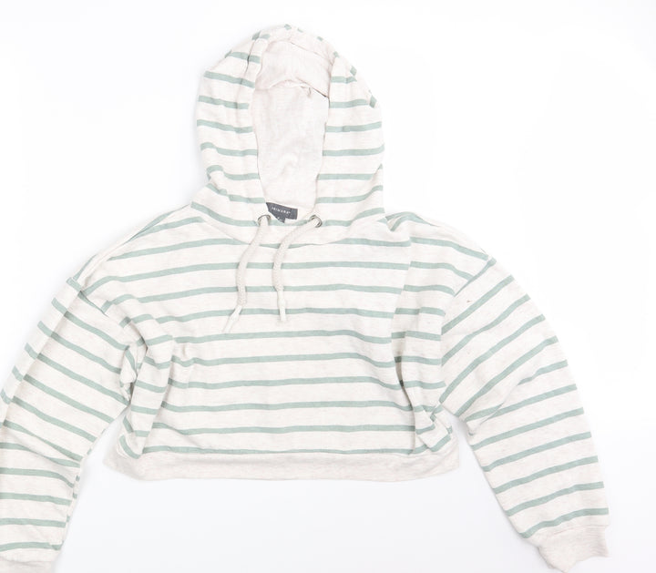 Primark Womens White Striped  Pullover Hoodie Size 12