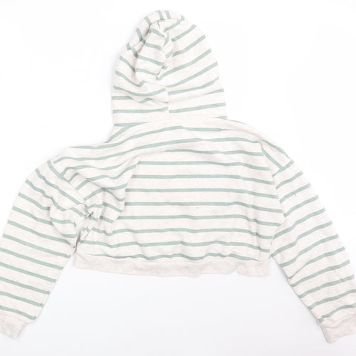 Primark Womens White Striped  Pullover Hoodie Size 12
