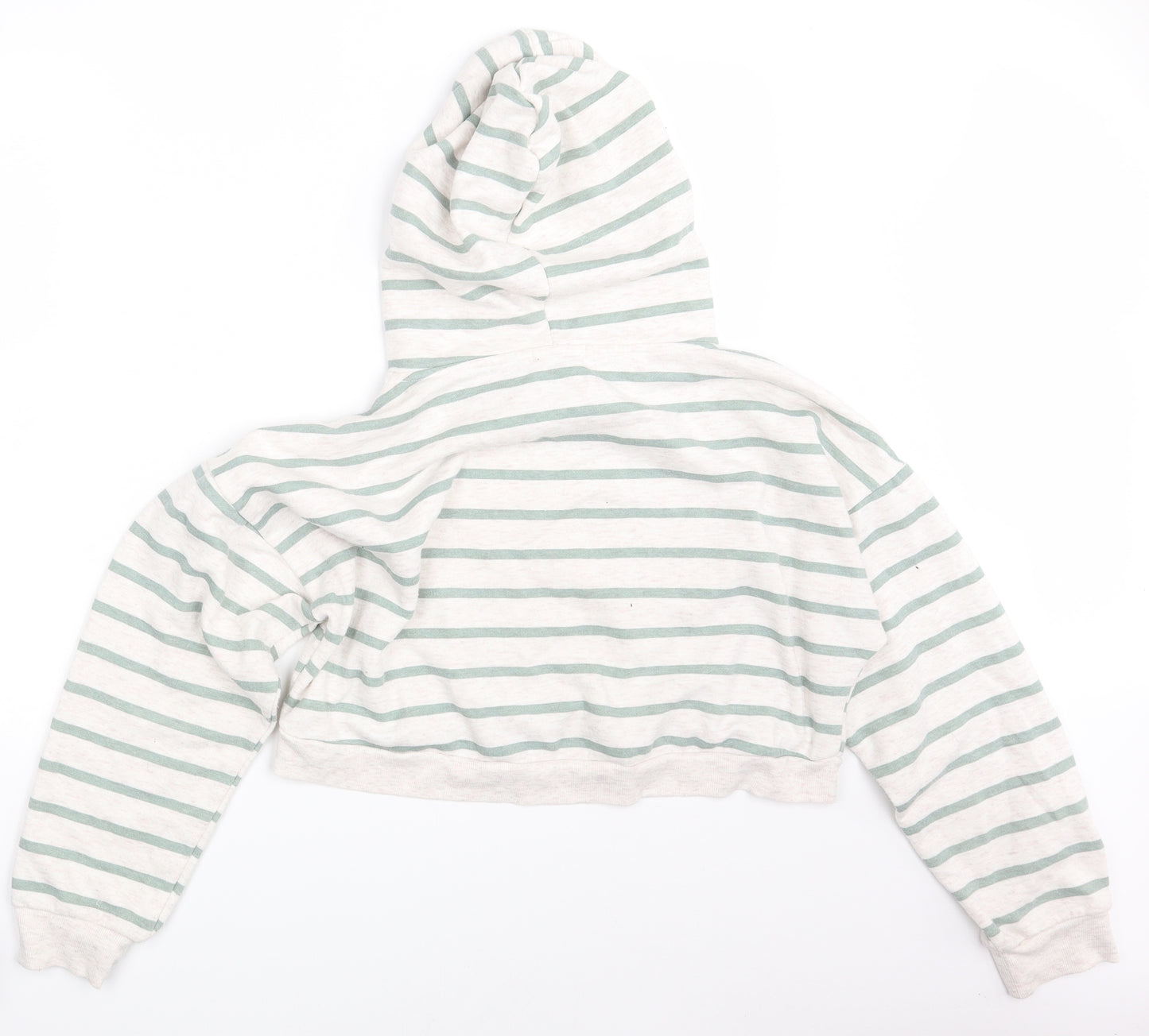 Primark Womens White Striped  Pullover Hoodie Size 12