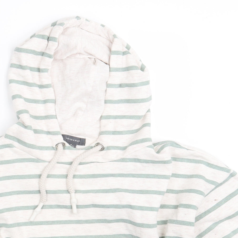 Primark Womens White Striped  Pullover Hoodie Size 12