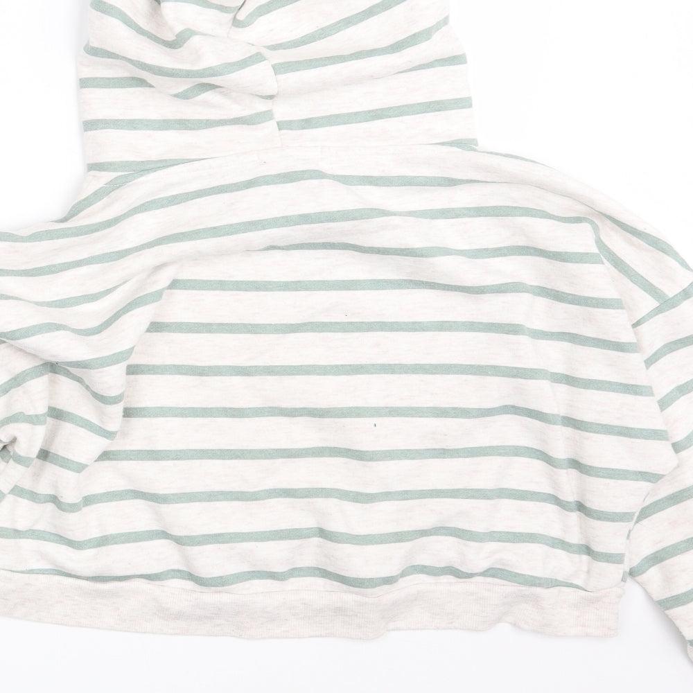 Primark Womens White Striped  Pullover Hoodie Size 12