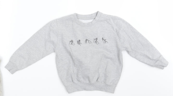 Preworn Boys Grey Pullover Jumper One Size - DEAF IDENTITY