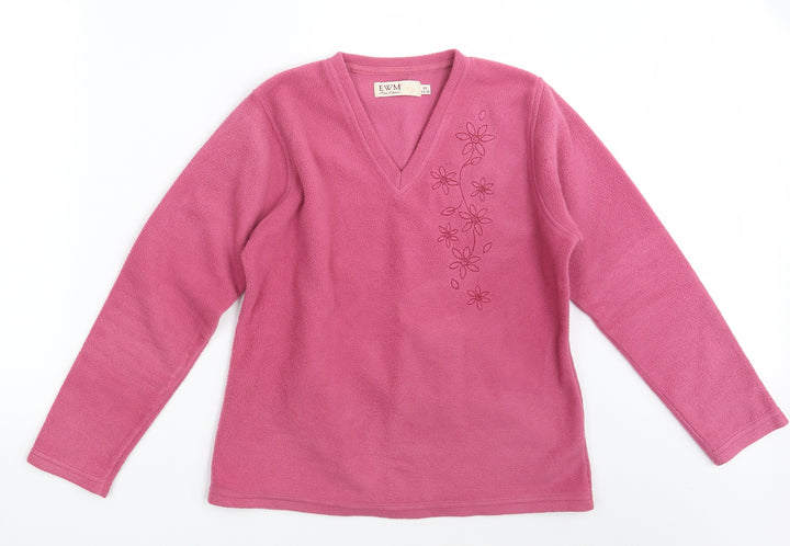 EWM Womens Pink Floral Pullover Jumper Size 14
