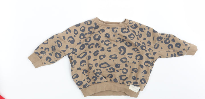 George Girls Brown Animal Print  Pullover Jumper Size 2-3 Years