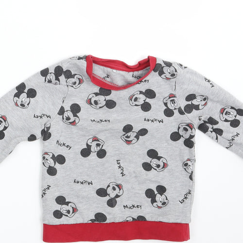 Mickey Mouse Boys Grey Animal Print  Pullover Jumper Size 2-3 Years  - Mickey Mouse