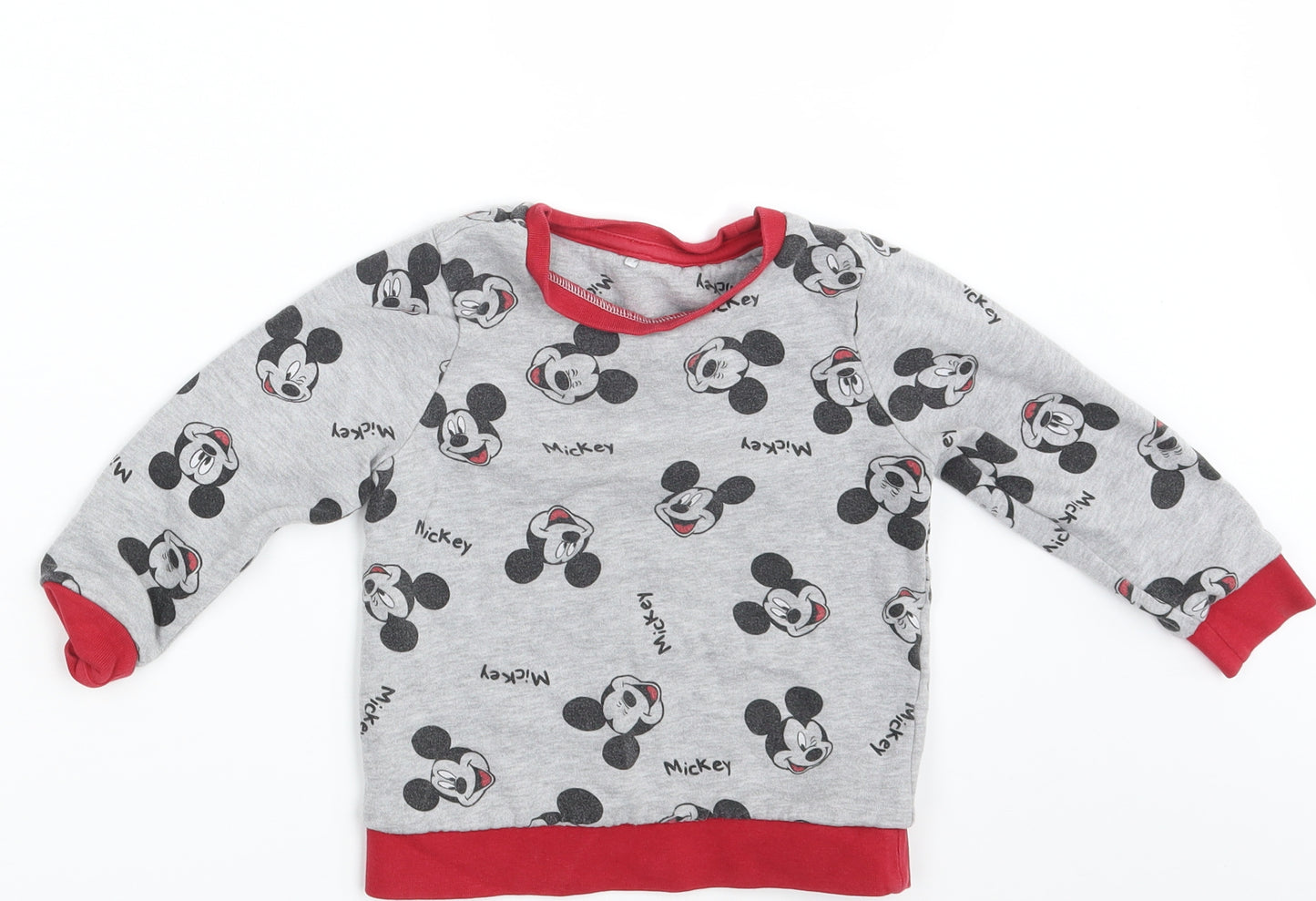 Mickey Mouse Boys Grey Animal Print  Pullover Jumper Size 2-3 Years  - Mickey Mouse