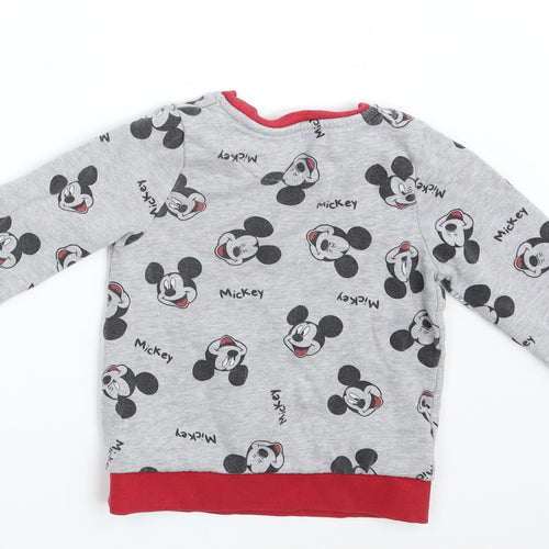 Mickey Mouse Boys Grey Animal Print  Pullover Jumper Size 2-3 Years  - Mickey Mouse