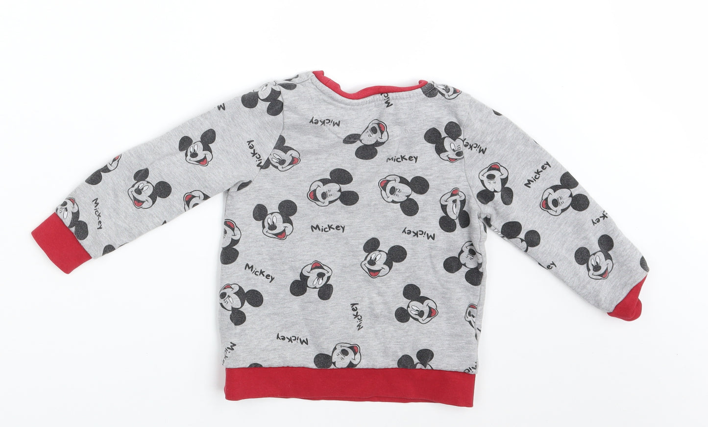 Mickey Mouse Boys Grey Animal Print  Pullover Jumper Size 2-3 Years  - Mickey Mouse