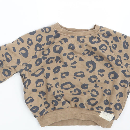 George Girls Brown Animal Print  Pullover Jumper Size 2-3 Years